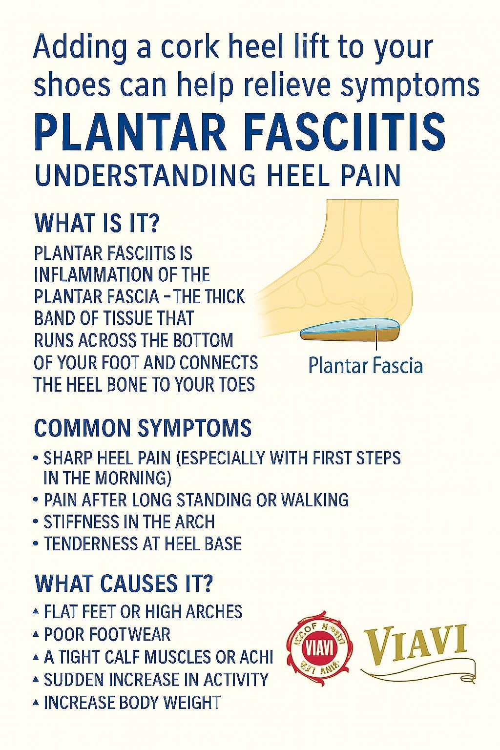 The Viavi Company cork heel lift shows a 3mm lift for subtle height.
