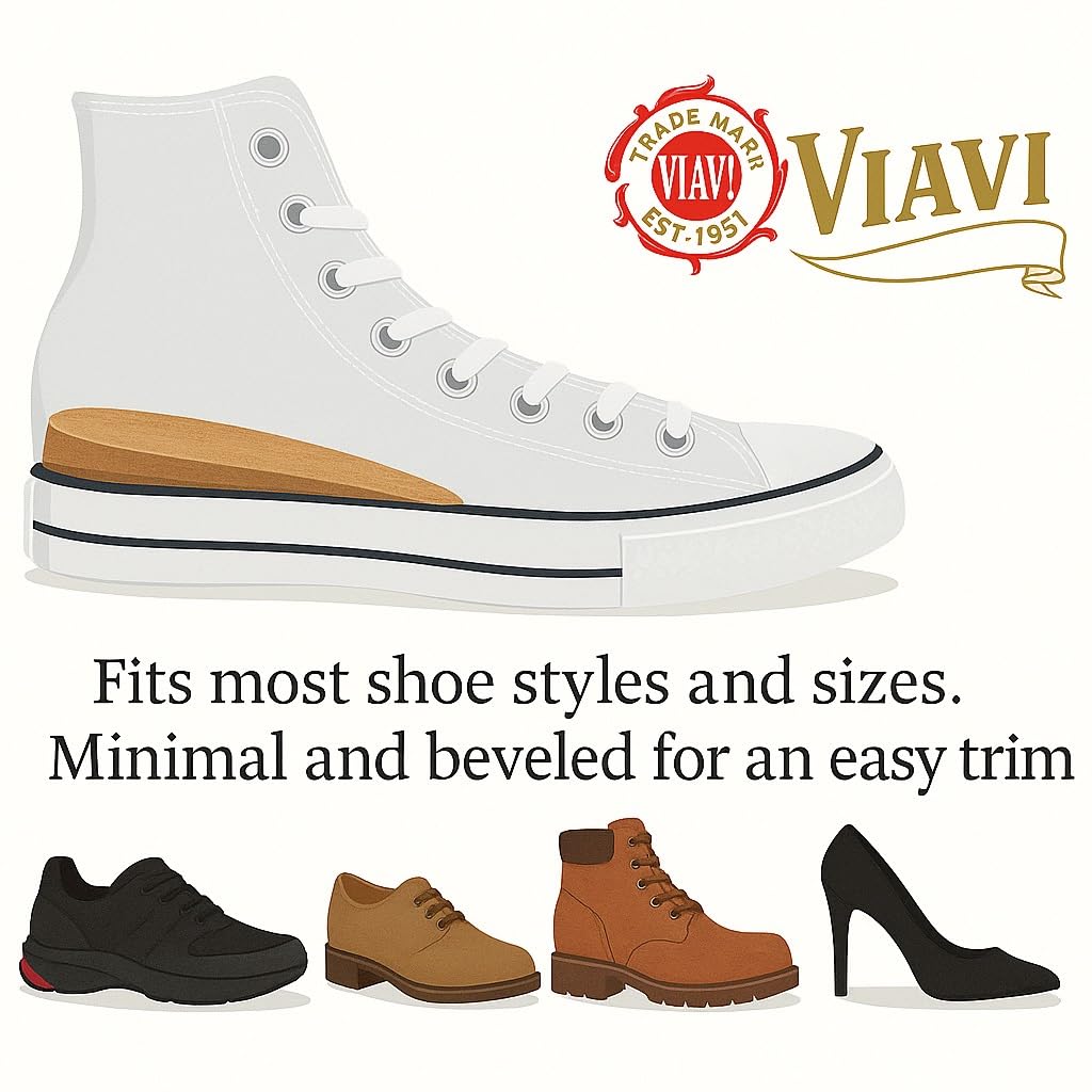 The Viavi Cork Heel Lift with beveled edges for seamless in-shoe fit
