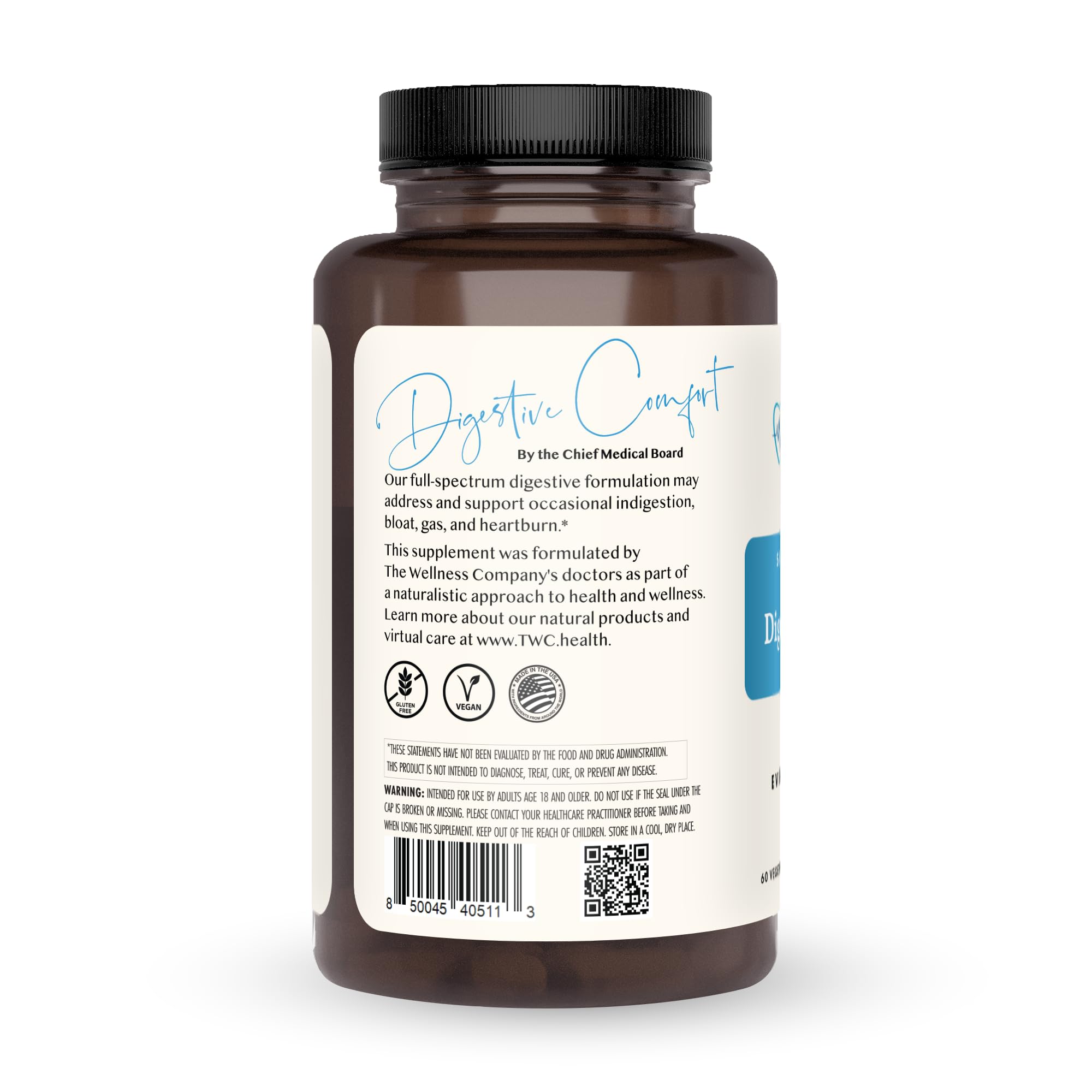 Digestive Comfort capsules close-up for quick gut support.