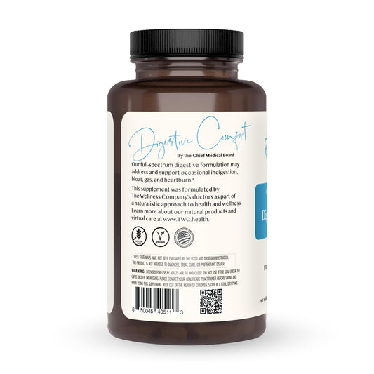 Digestive Comfort capsules close-up for quick gut support.