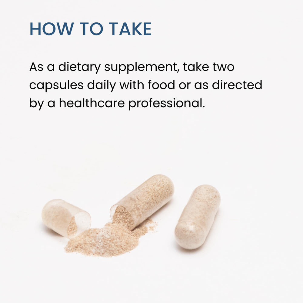 The Wellness Company daily dose concept with two capsules.