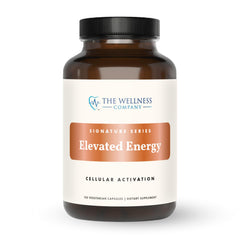 The Wellness Company Elevated Energy bottle front with two-capsule daily dose for sustained energy