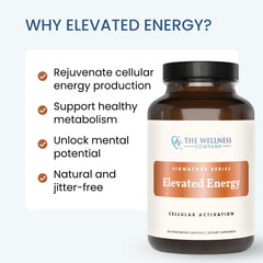The Wellness Company Elevated Energy packaging emphasizes vegan, gluten-free and non-GMO ingredients