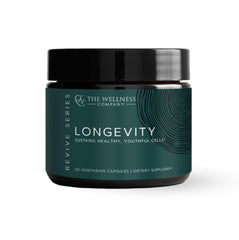 The Wellness Company Longevity bottle front ready for daily vitality and routine.