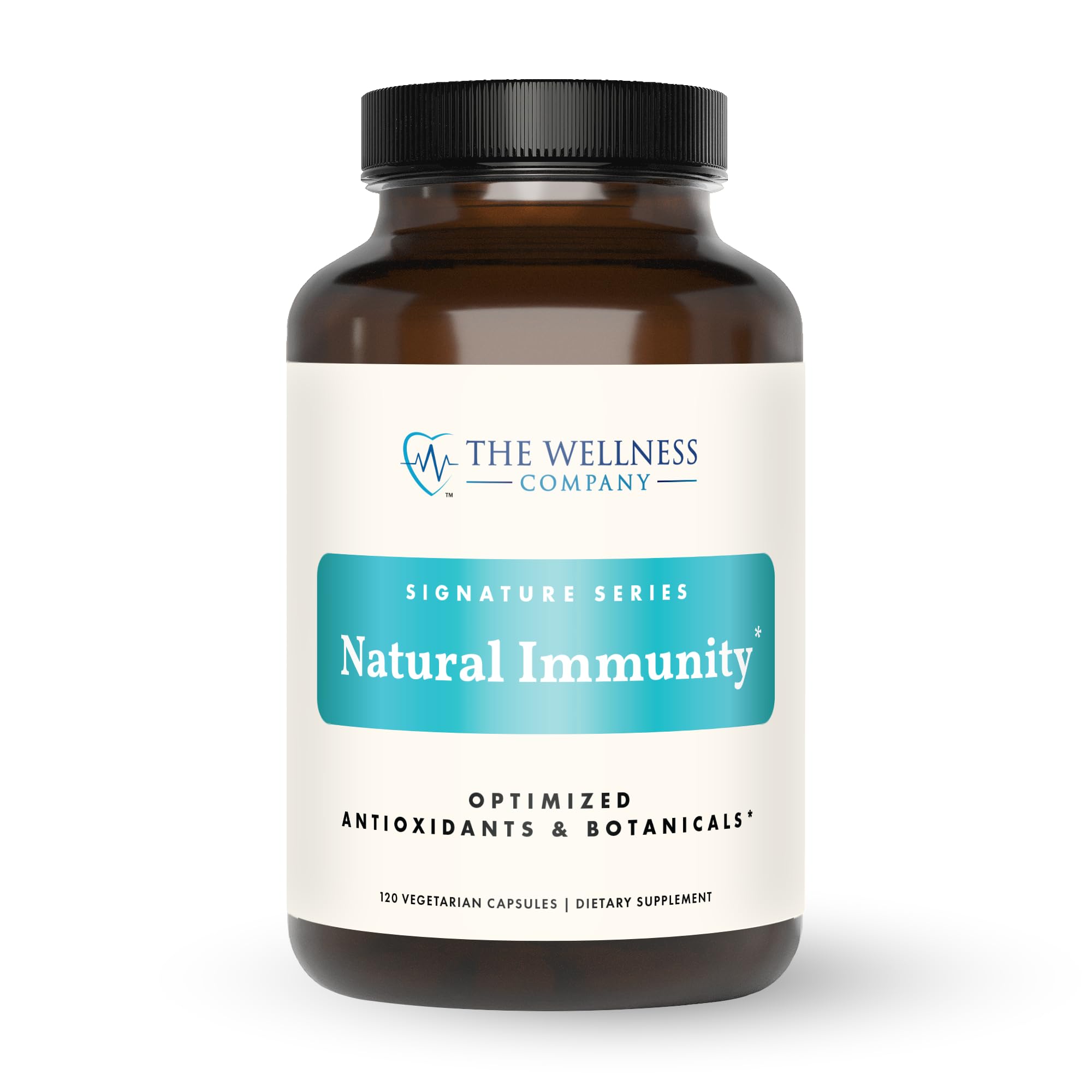 The Wellness Company Natural Immunity bottle front showing 120 capsules for daily use
