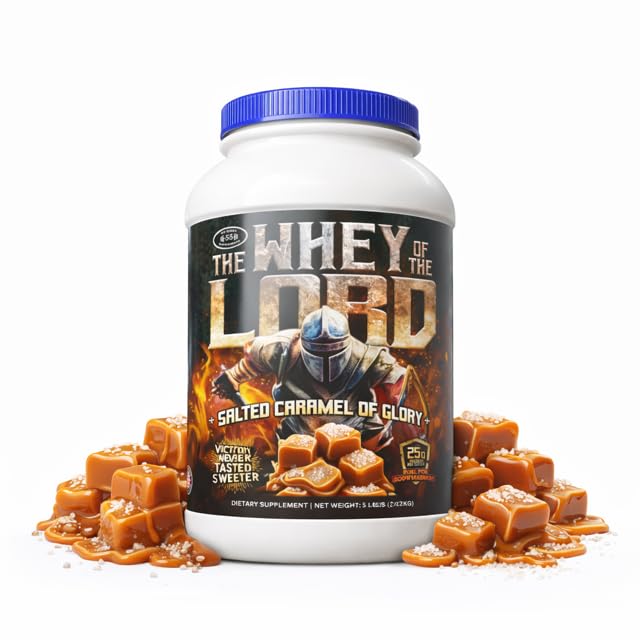 The Whey of The Lord Glory bottle on display showing premium protein for lean muscle support