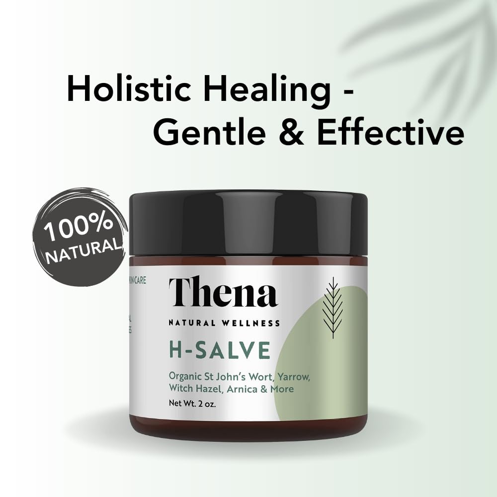 THENA Natural Wellness ointment packaging on display shows natural ingredients and easy application