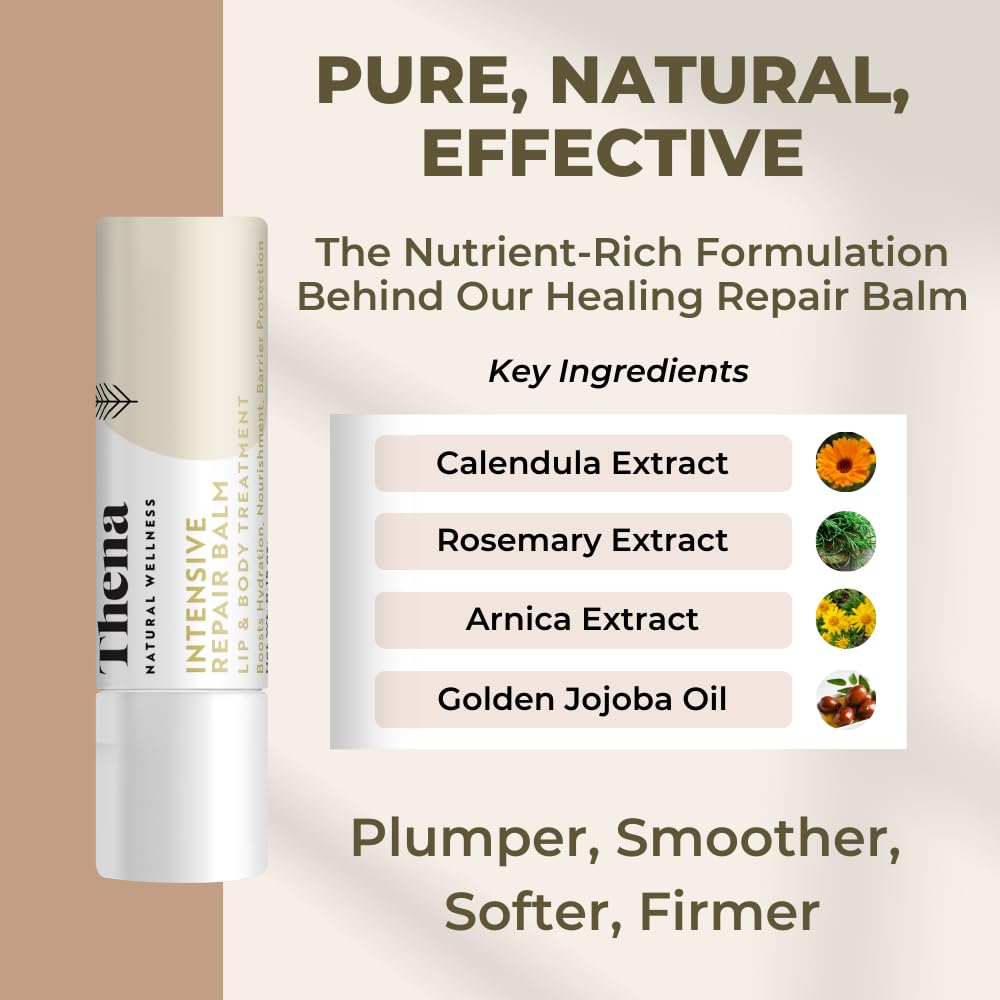 THENA lip balm triple-pack for convenient, long-lasting moisture on the go