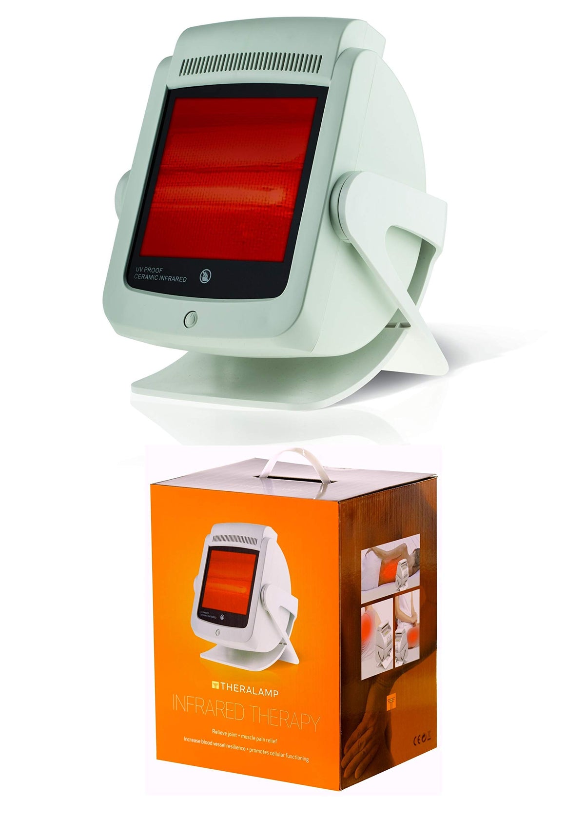 TheraLamp ceramic-glass-cover blocks UV while delivering infrared warmth