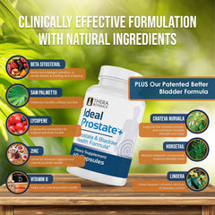 Therabotanics Ideal Prostate Plus daily-use scene with capsules and food.