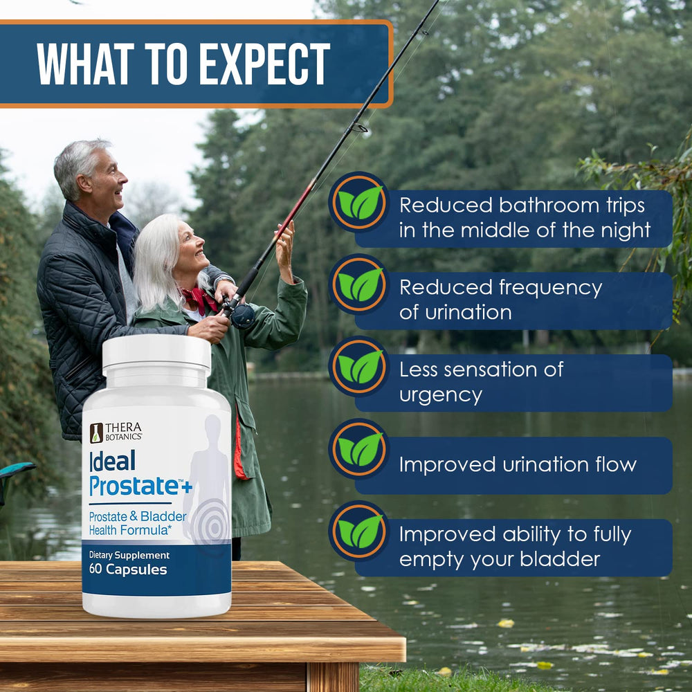 Therabotanics Ideal Prostate Plus ingredients blend featuring saw palmetto and lycopene.