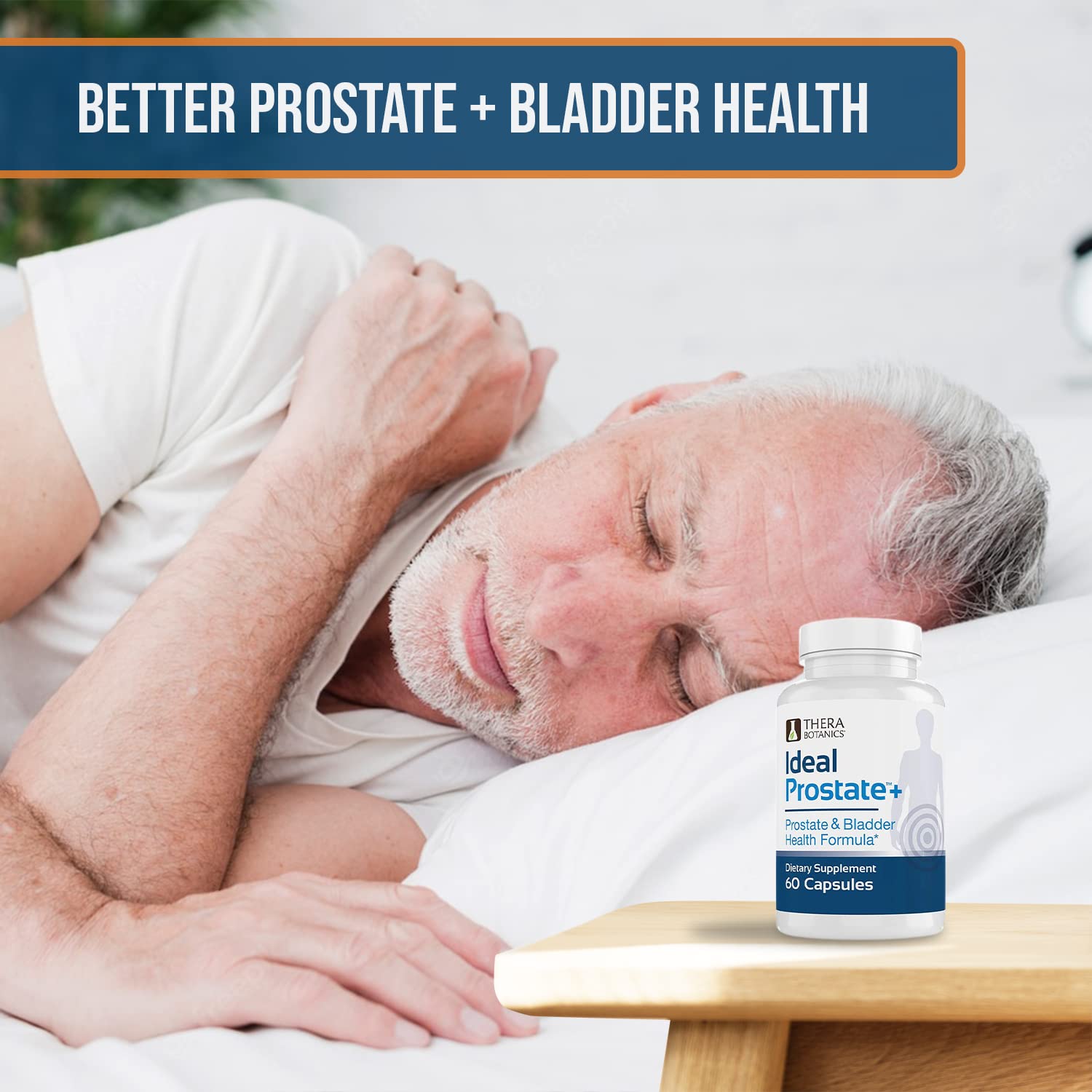 Therabotanics Ideal Prostate Plus night-use reminder suggesting potential nighttime support.