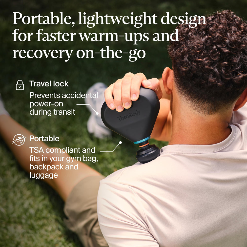 TheraGun Mini Plus travel case keeps the device secure during travel.