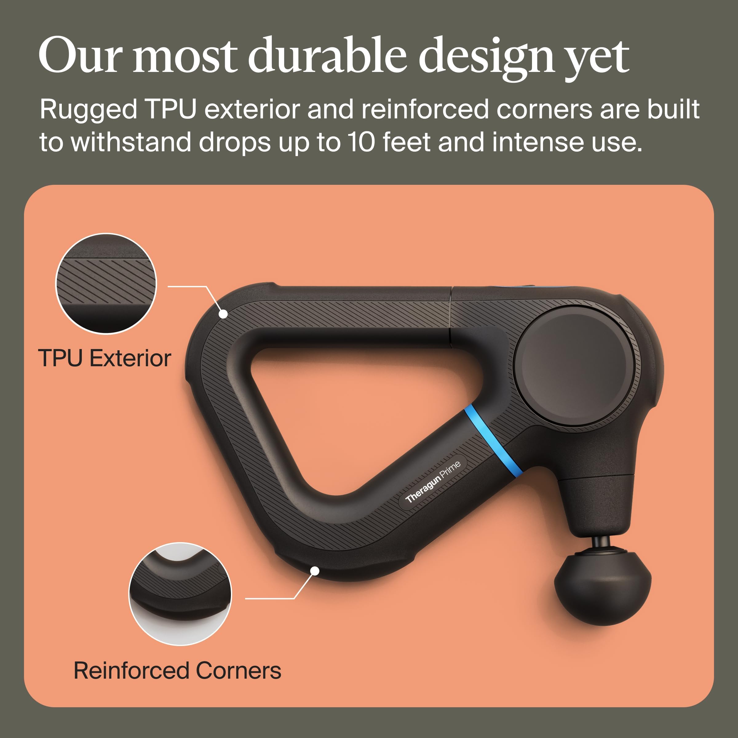 TheraGun Prime up to 2 hours battery for uninterrupted sessions.