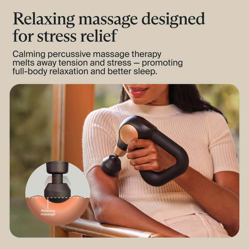 TheraGun Sense dampener attachment targets sensitive areas with gentle pressure.
