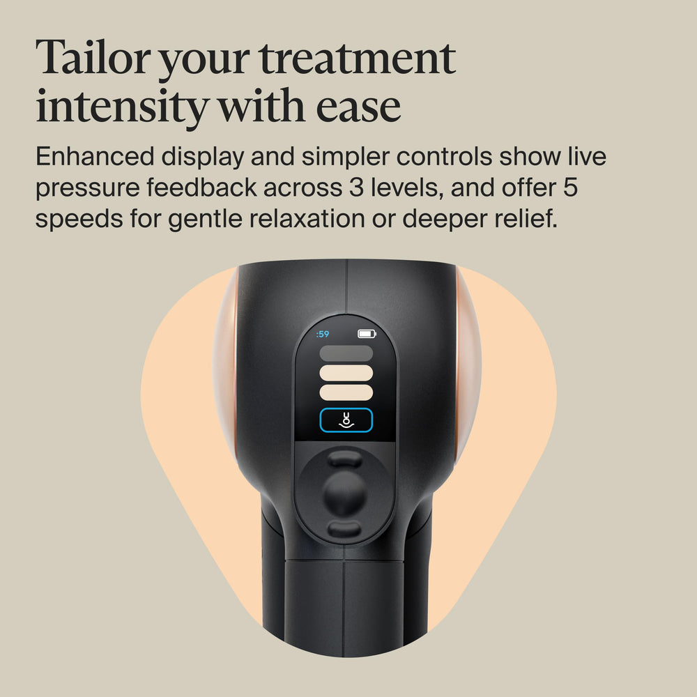 TheraGun Sense live pressure feedback guides safe, confident use.