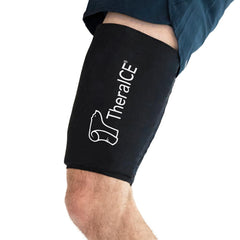 TheraICE hamstring compression sleeve front view for targeted cold therapy.