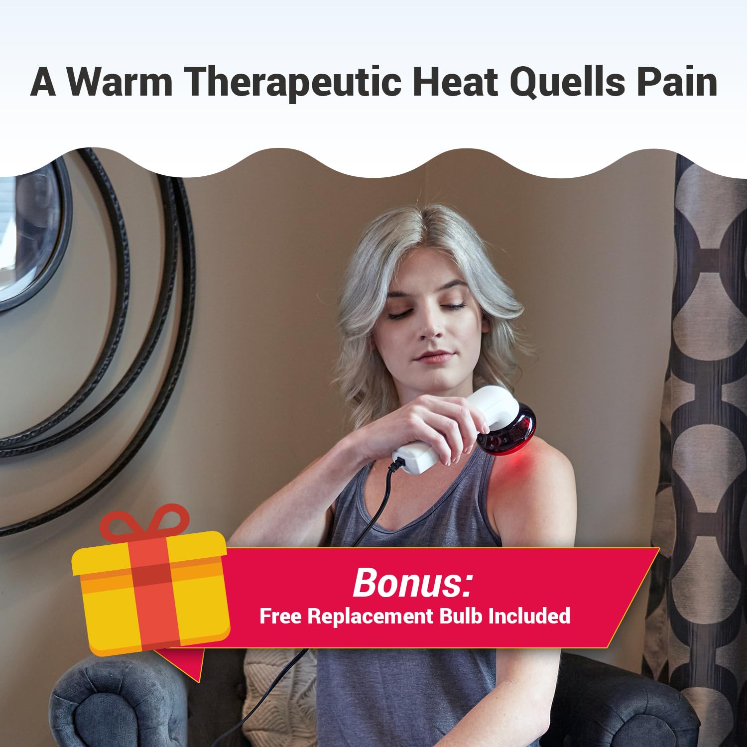 Theralamp six-foot cord enables flexible treatment from seating.
