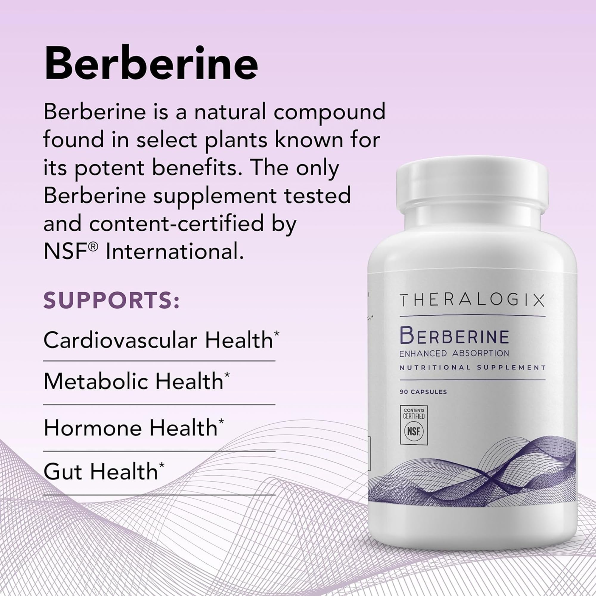 Close-up of Theralogix Berberine Enhanced Absorption label highlighting phytosome technology