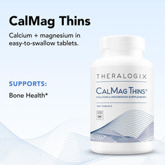Theralogix CalMag Thins label NSF-certified indicating quality and purity.