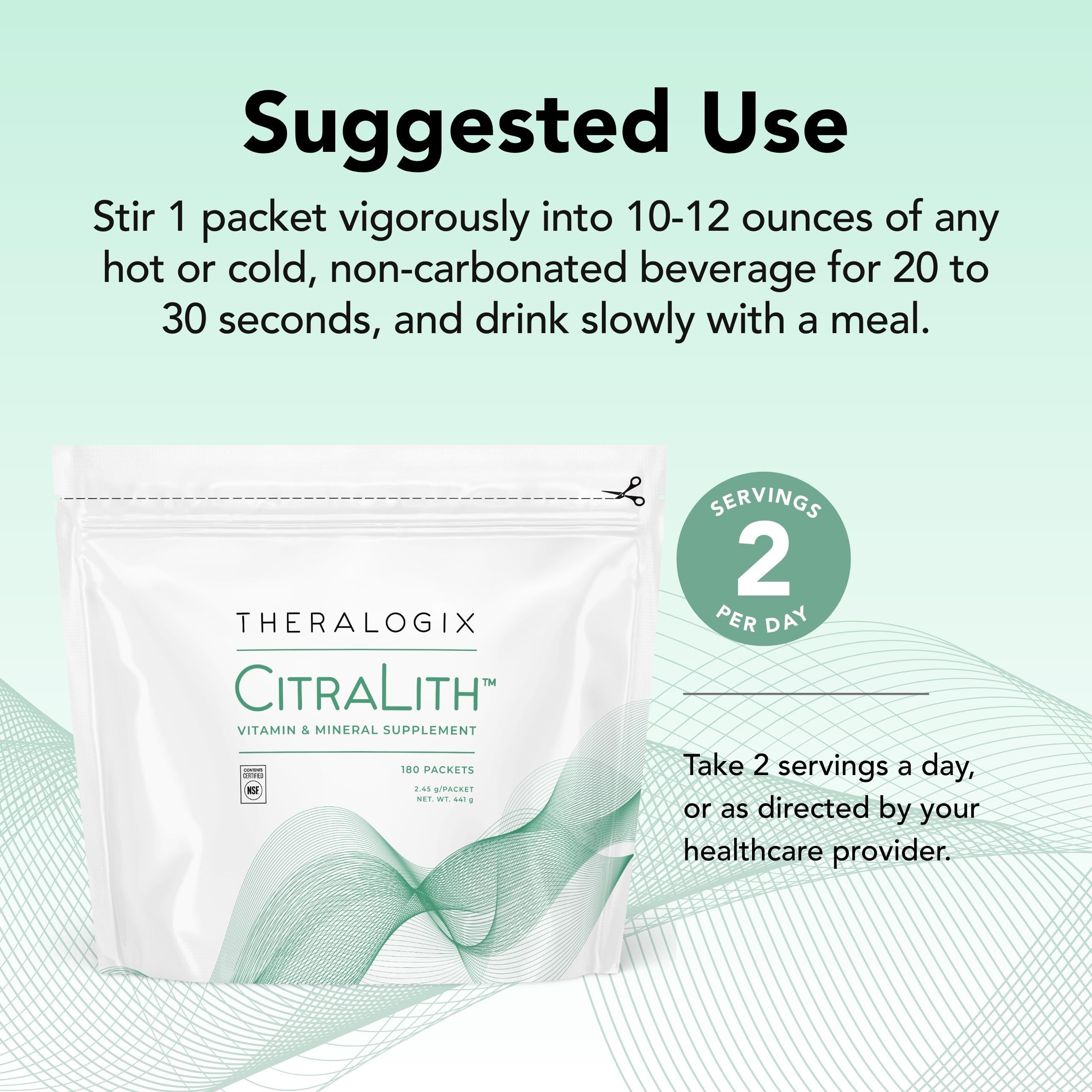 Unflavored Citrilith packet ready to mix into a beverage