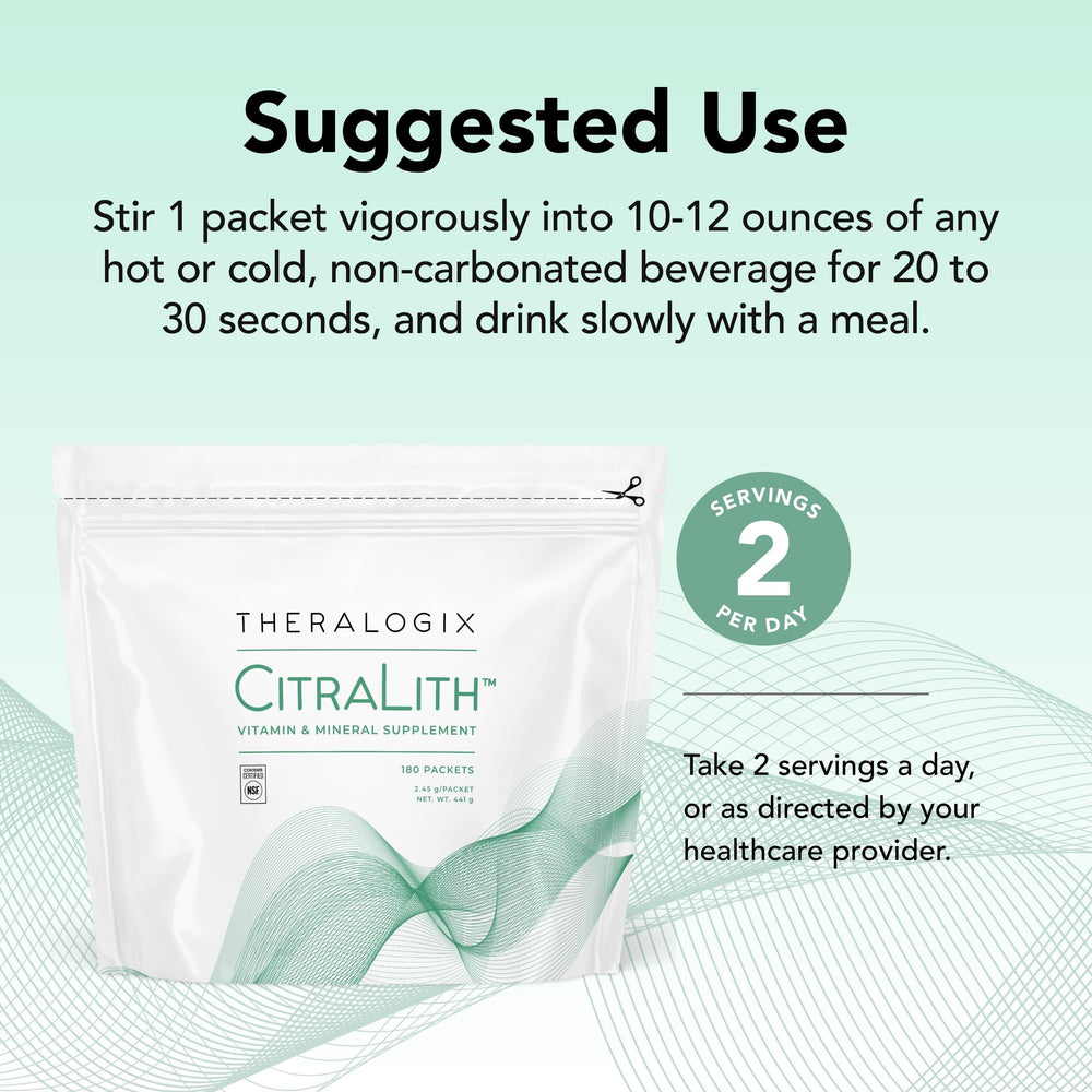 Unflavored Citrilith packet ready to mix into a beverage