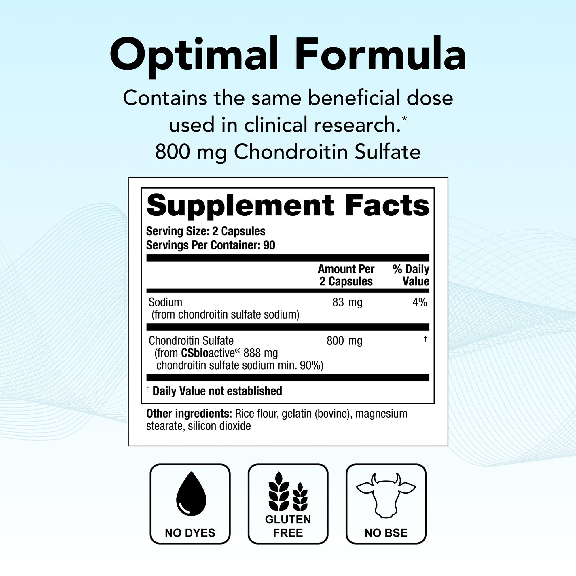 Theralogix OptiFlex-C bottle label highlighting 800 mg chondroitin per capsule.
