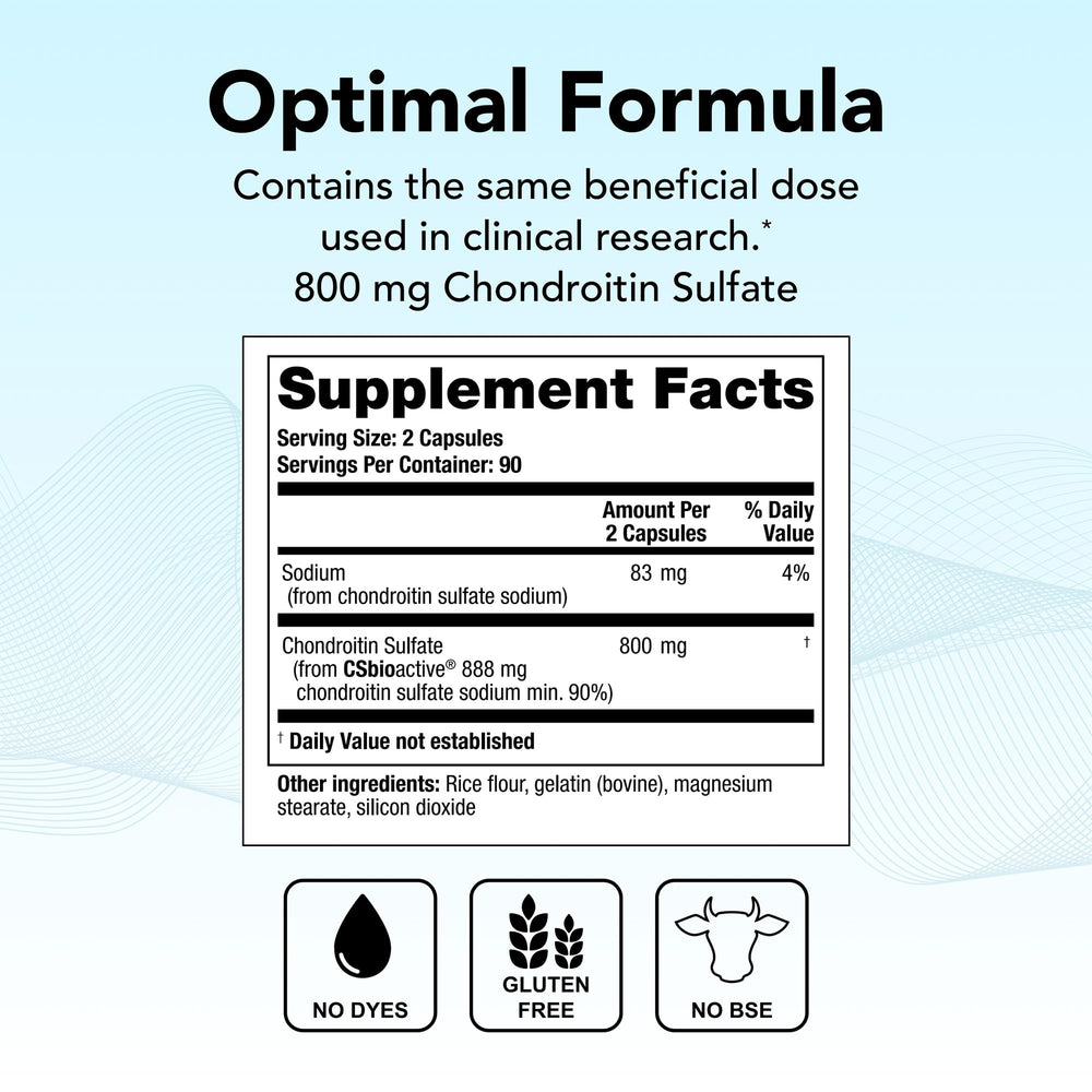 Theralogix OptiFlex-C bottle label highlighting 800 mg chondroitin per capsule.