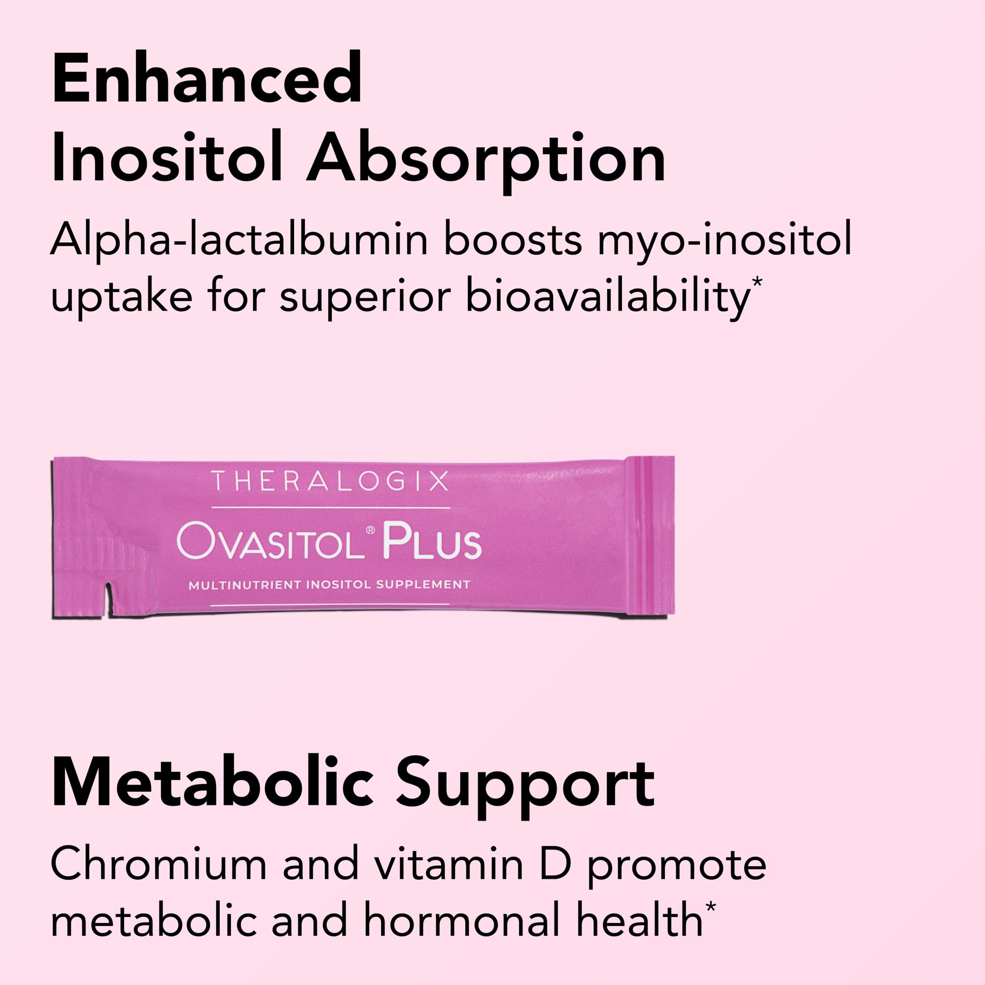 Theralogix Ovasitol Plus serving scoop beside capsules for easy daily dosing