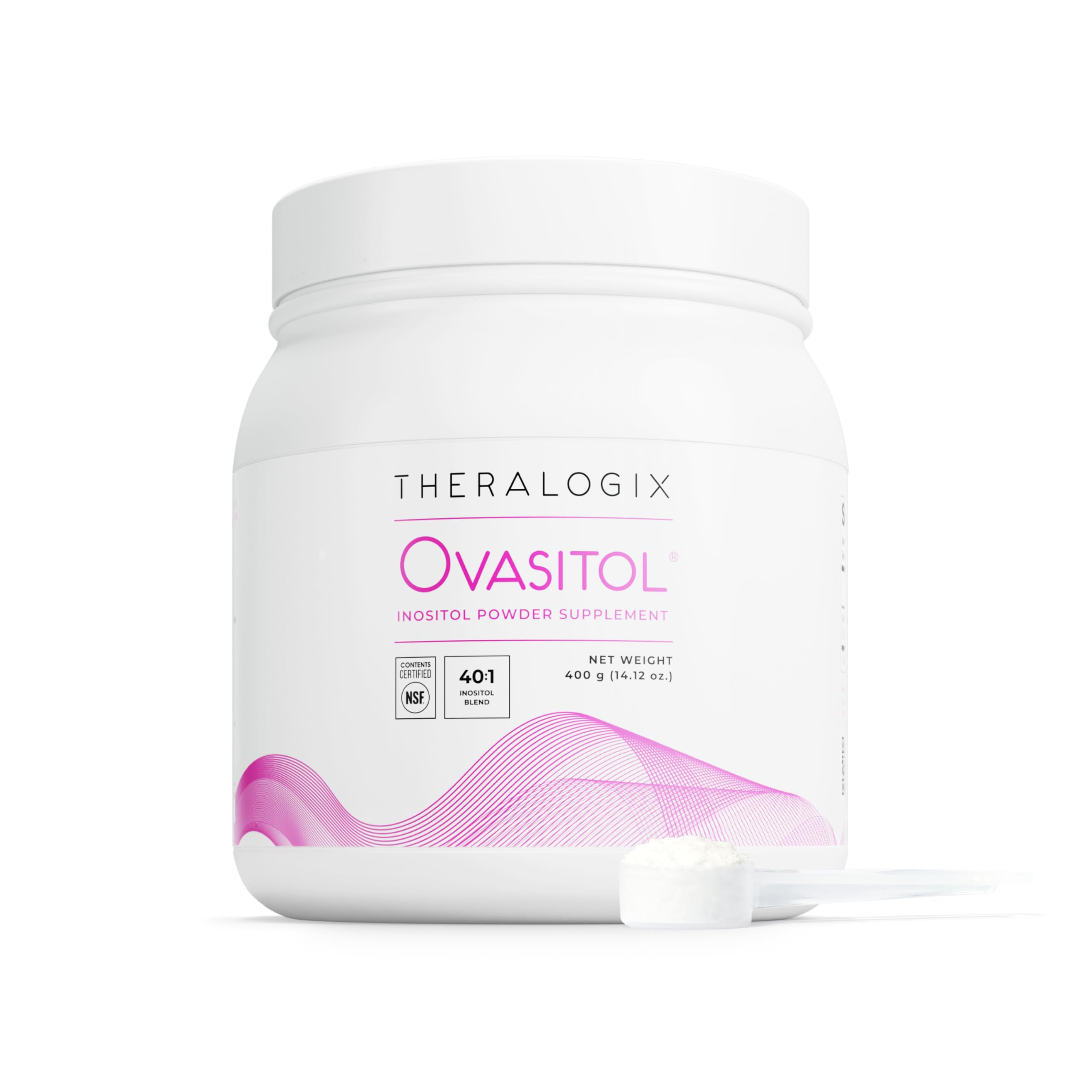 Theralogix Ovasitol canister front, ready for daily mix in your routine.