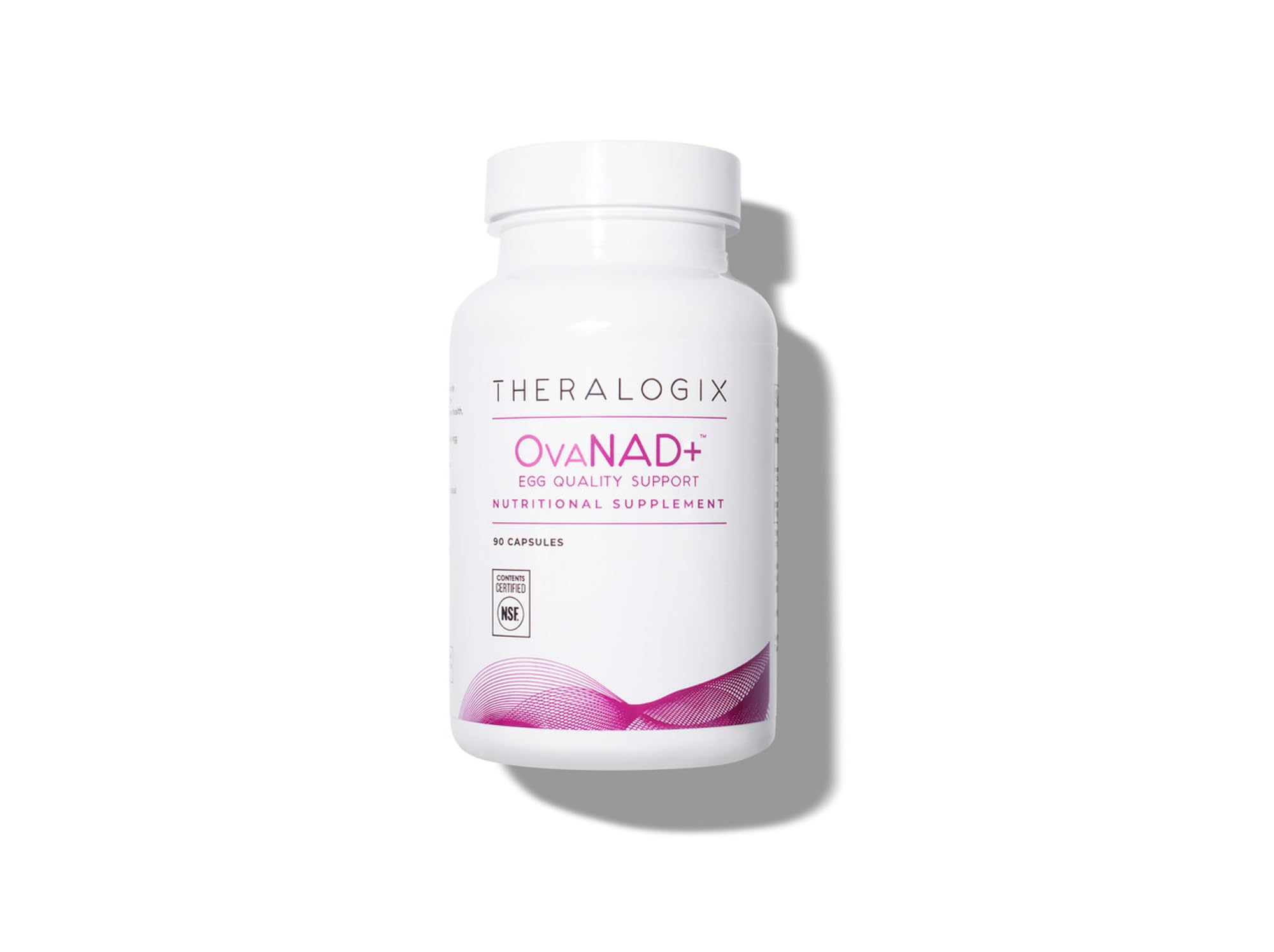 Theralogix OvaNAD+ bottle with glass of water for daily habit.