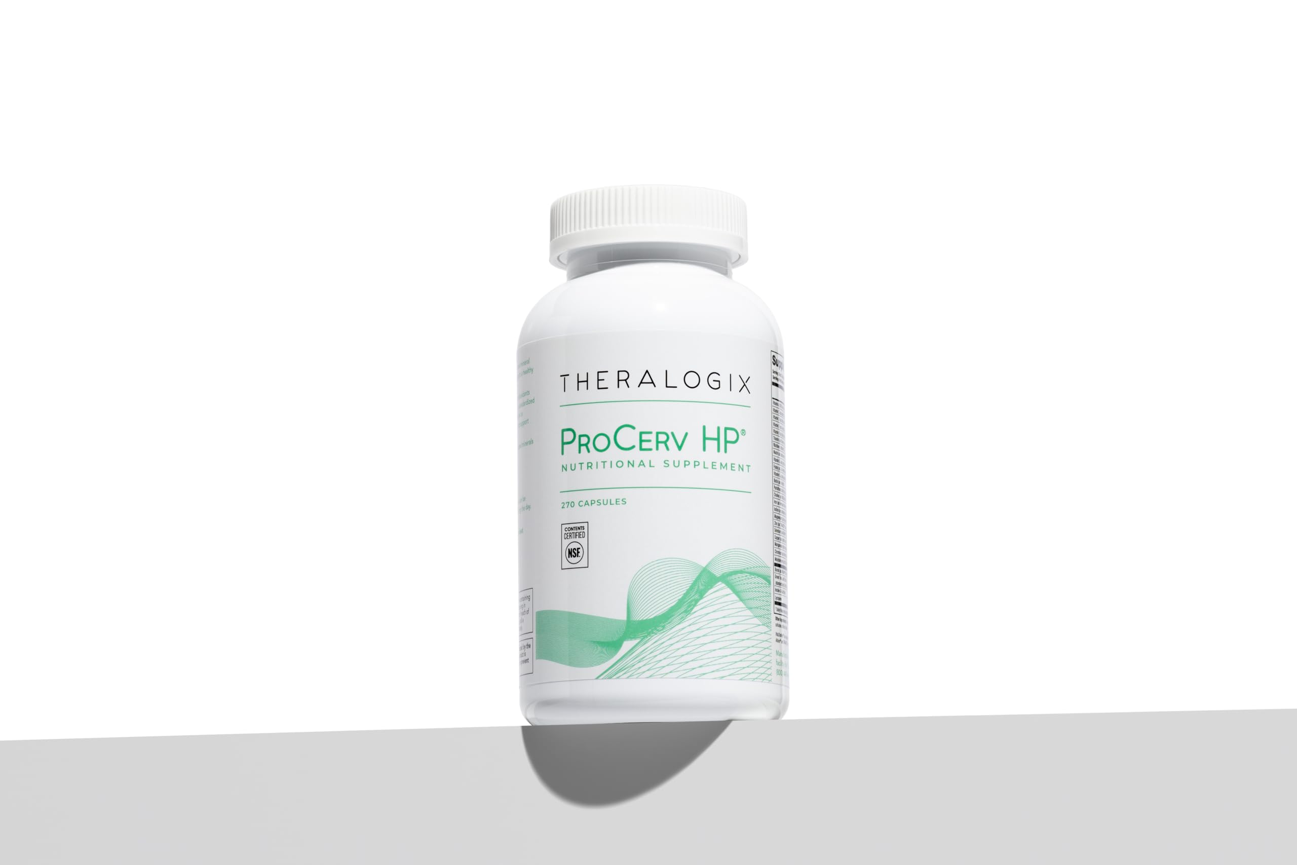 Theralogix ProCerv HP bottle shows indole-3-carbinol and zinc ingredients for micronutrient balance