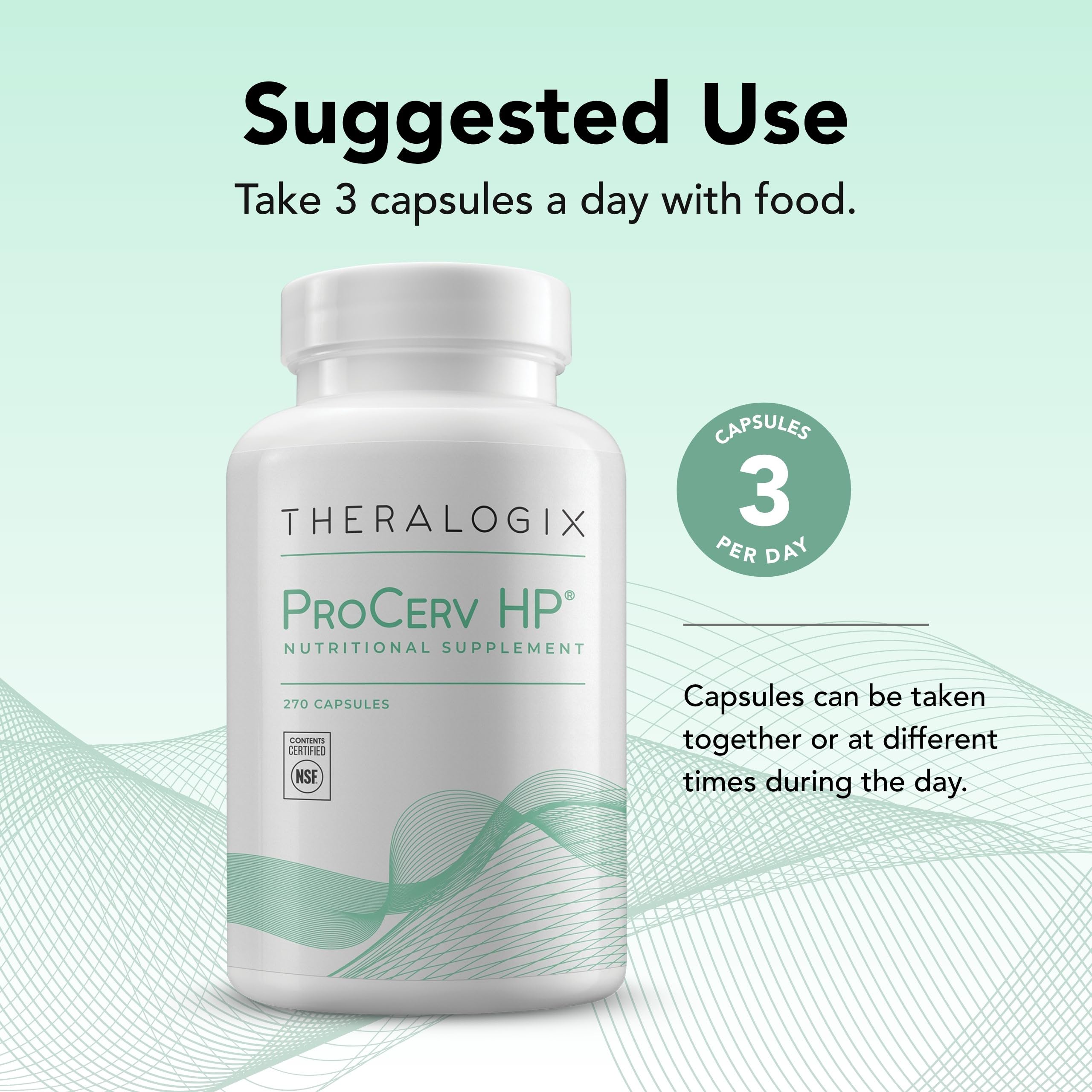 NSF seal on Theralogix ProCerv HP bottle signals quality and purity