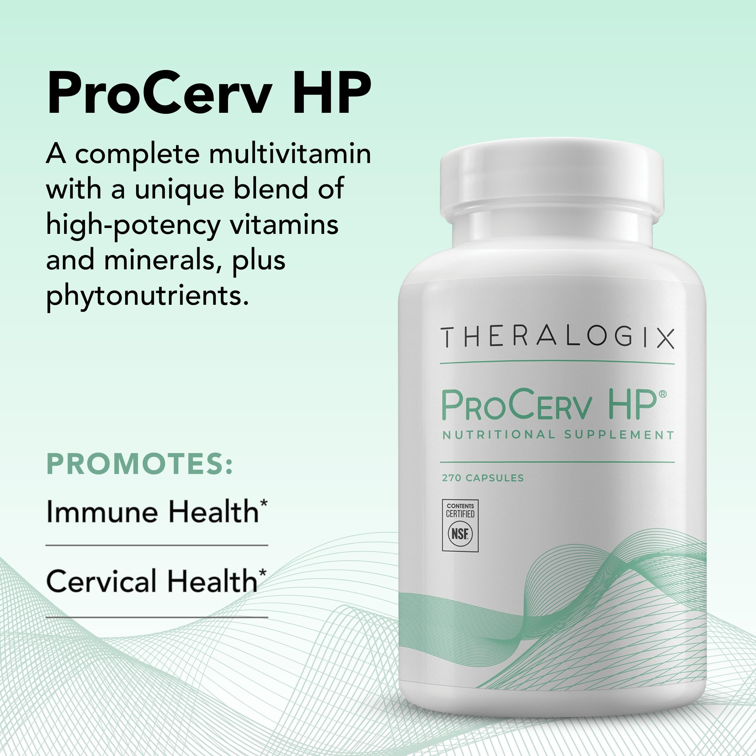 Theralogix ProCerv HP capsule closeup highlights high-potency multivitamin for daily nutrition