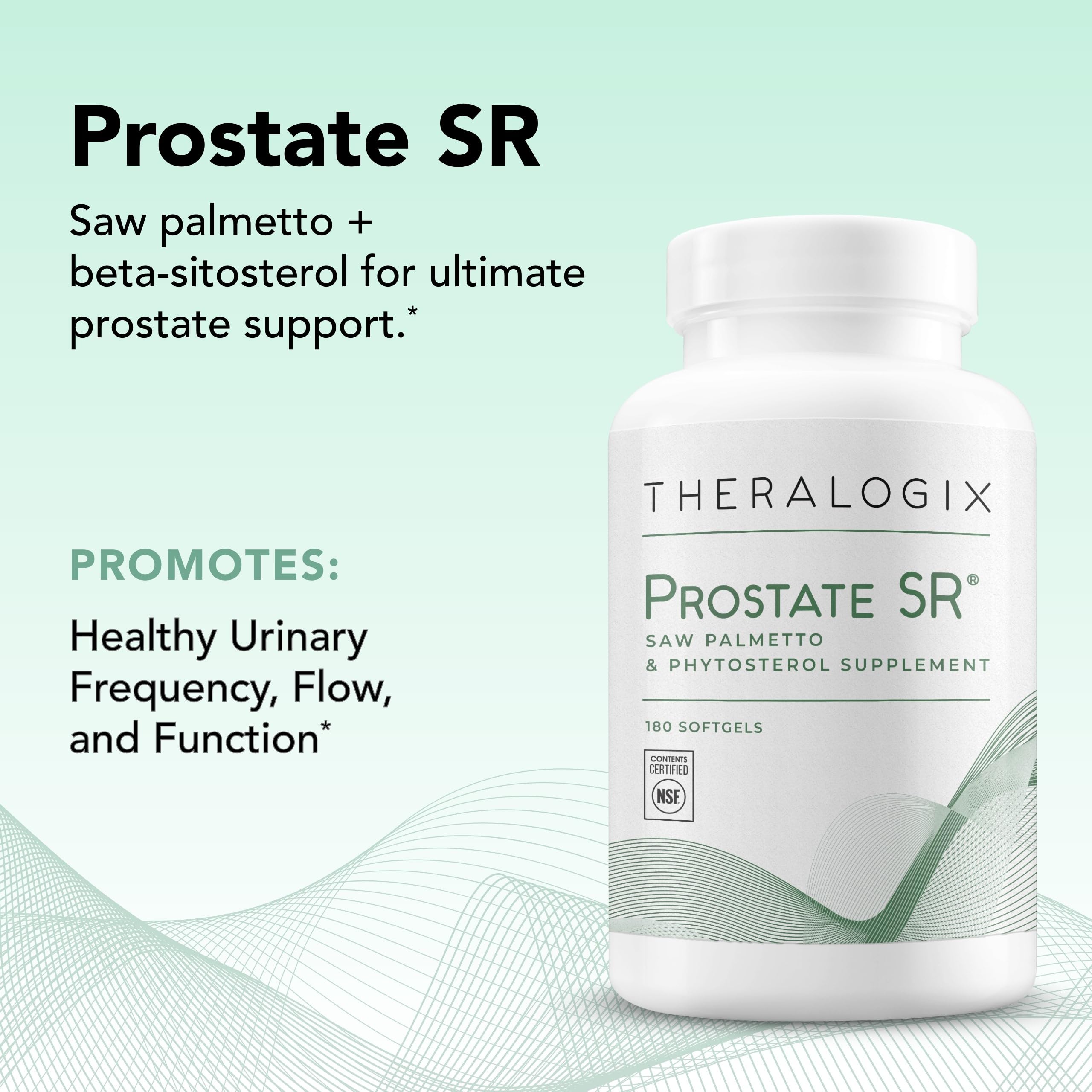 Theralogix Prostate SR bottle with glass displaying packaging