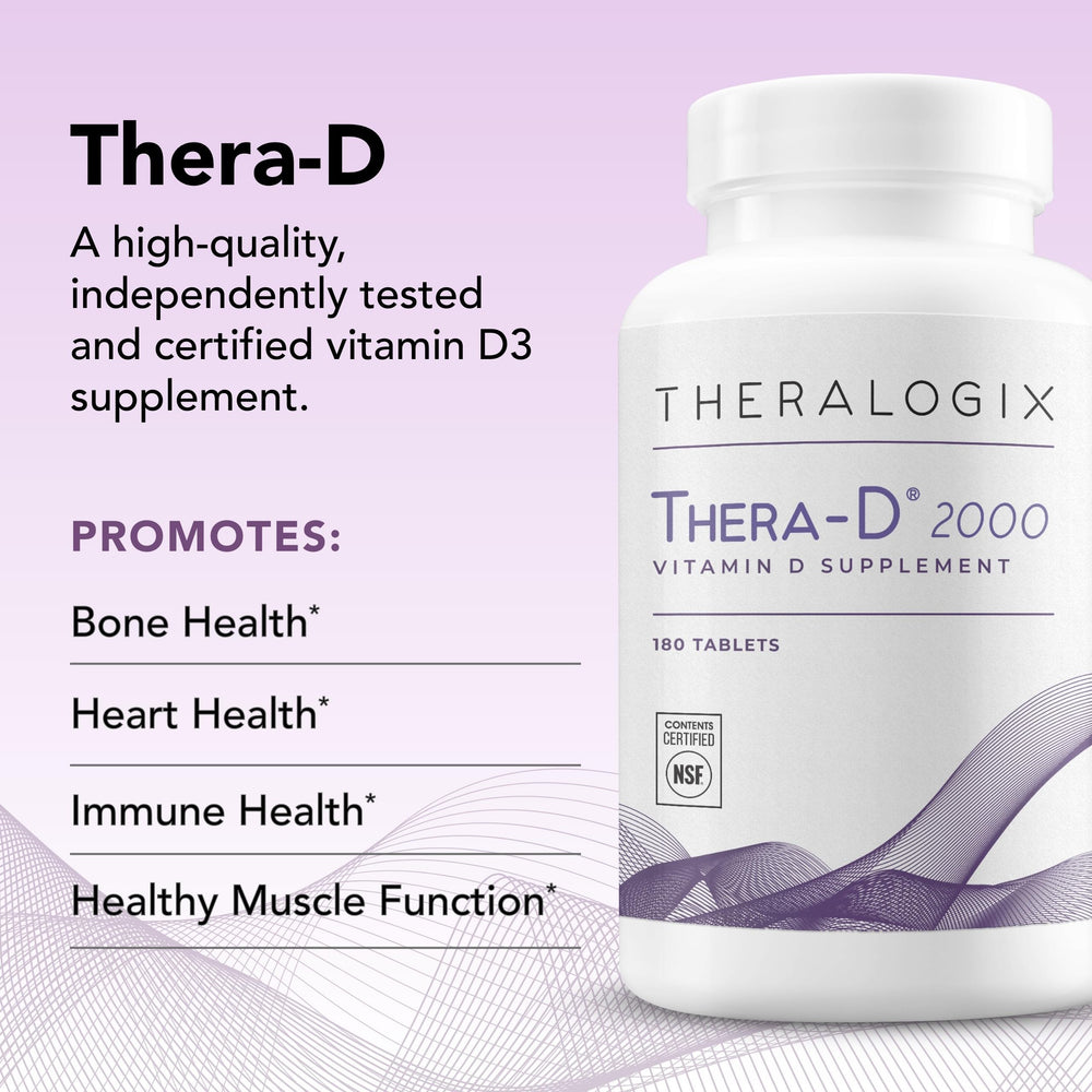 Front packaging of Thera-D 2000 highlights the 2000 IU dosage.