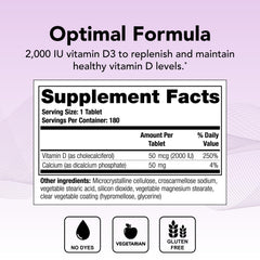 Closeup of Thera-D 2000 tablets suitable for easy daily intake.