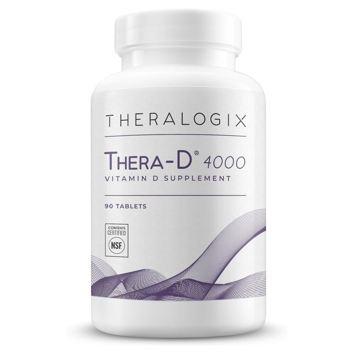 Theralogix Thera-D 4000 bottle front view highlighting 4000 IU vitamin D3 for daily immune support.