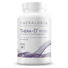 Theralogix Thera-D 4000 bottle front view highlighting 4000 IU vitamin D3 for daily immune support.
