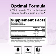Theralogix Thera-D 4000 tablets close-up showing compact vitamin D3 pills for daily use.