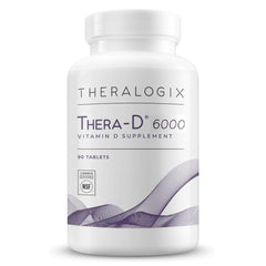 Theralogix Thera-D 6000 bottle front view for immune support and bone health.