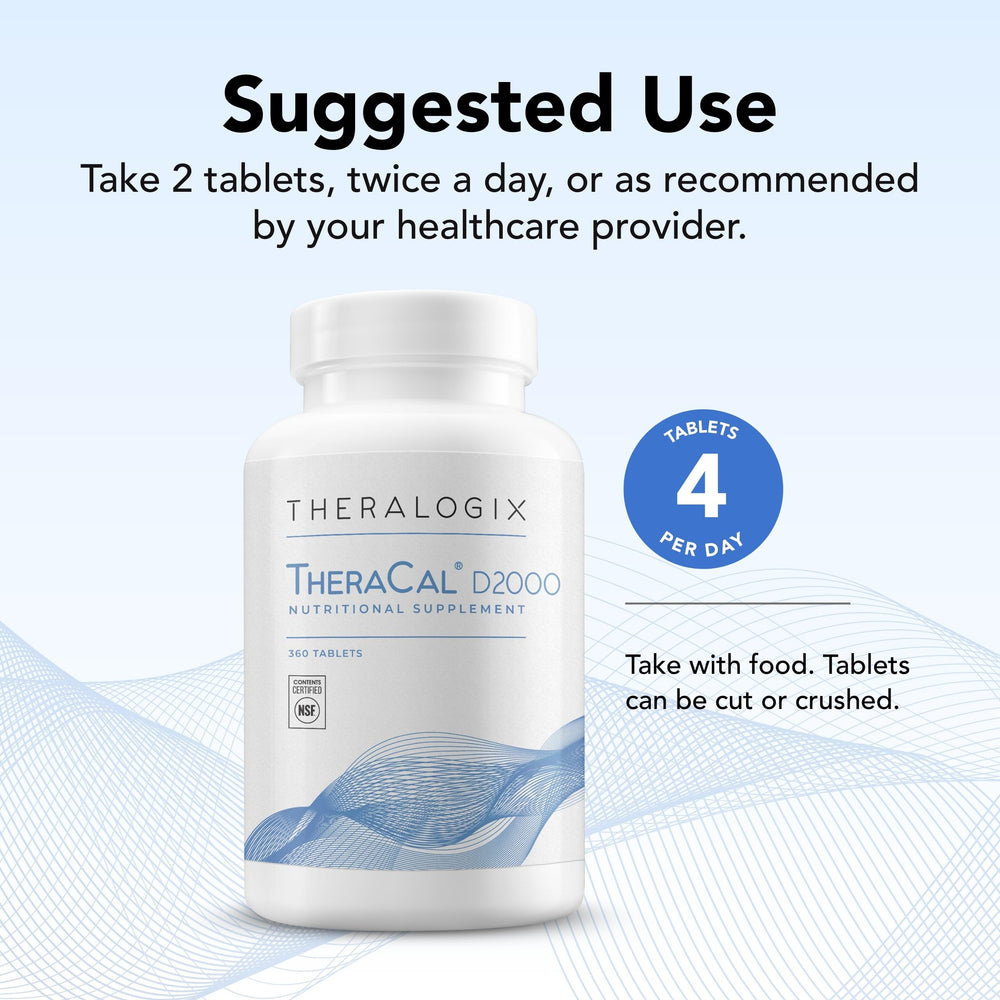 Close-up of TheraCal D2000 tablets for easy daily intake