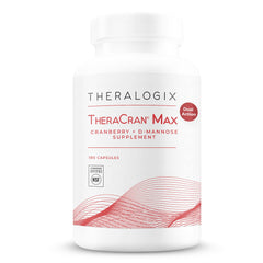 Theralogix TheraCran Max bottle front promoting urinary tract support with cranberry and D-Mannose