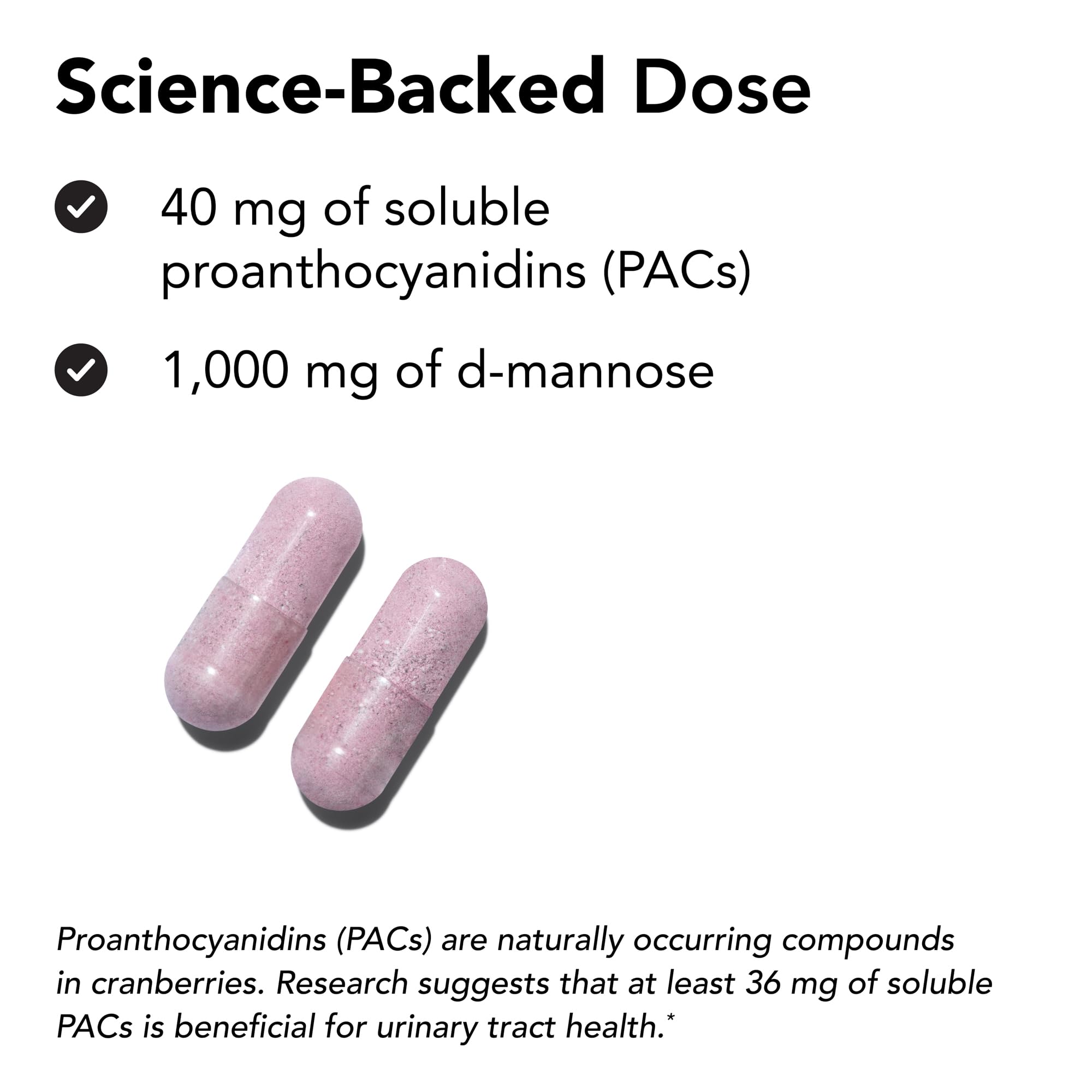 Theralogix TheraCran Max cranberry PAC content callout on label