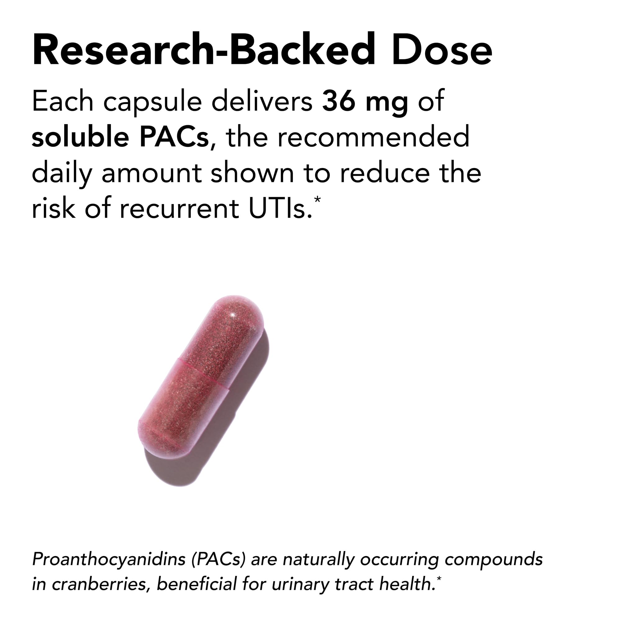 Theralogix TheraCran One capsules close-up highlighting soluble PACs