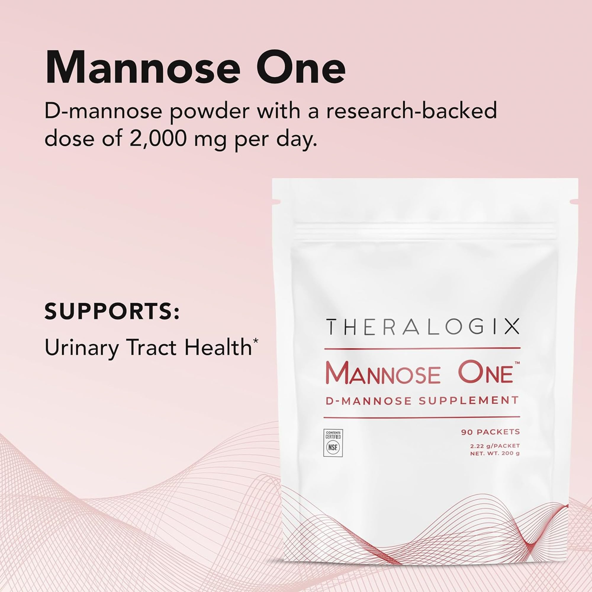 Theralogix TheraCran One Mannose One bundle packaging with NSF certification emphasis.