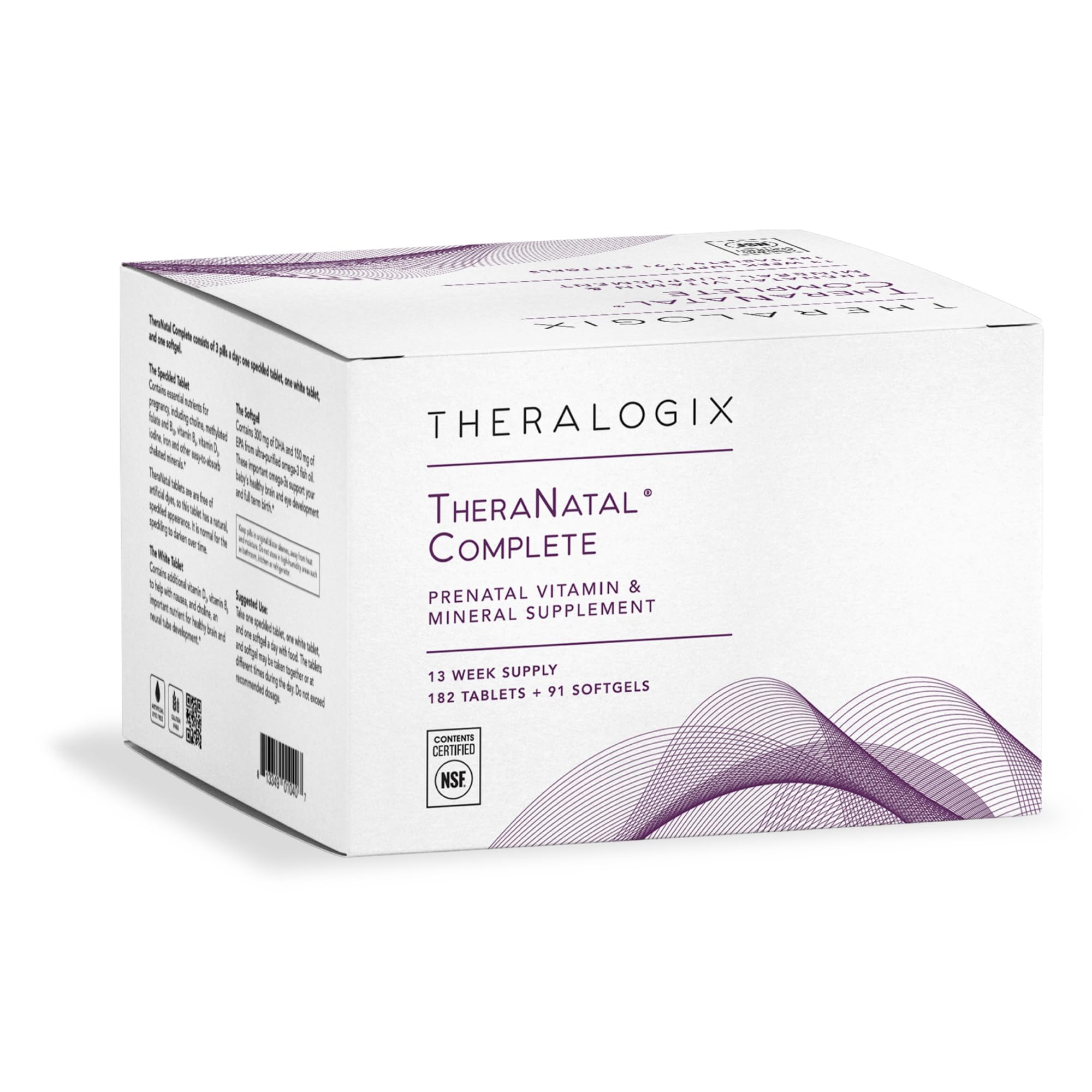 Theralogix TheraNatal bottle front showing complete prenatal support for moms