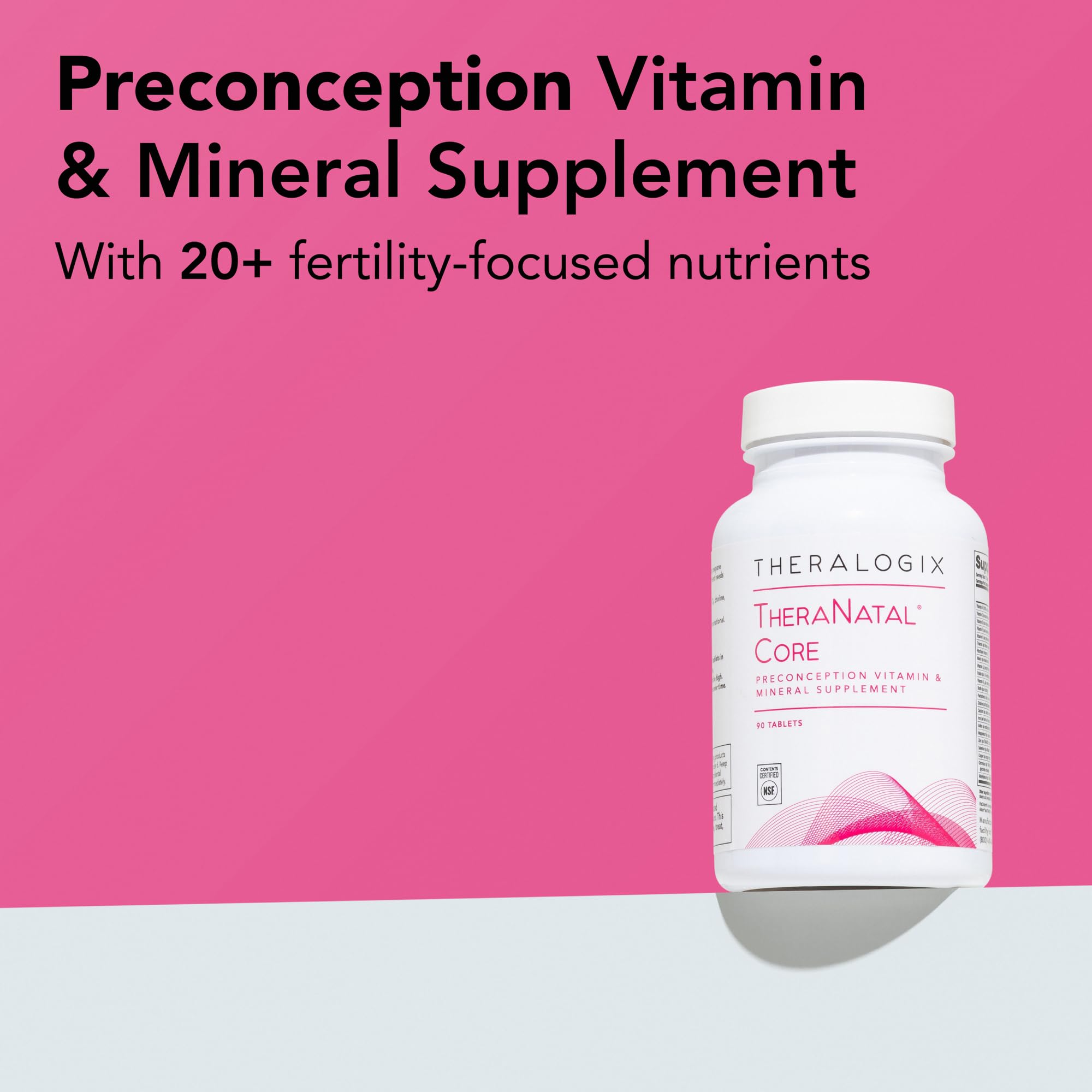 Theralogix TheraNatal Core bottle back showing NSF-certified potency