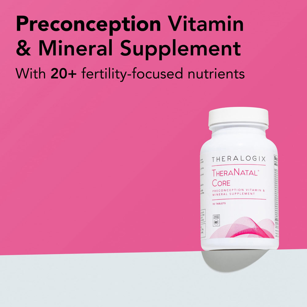 Theralogix TheraNatal Core bottle back showing NSF-certified potency