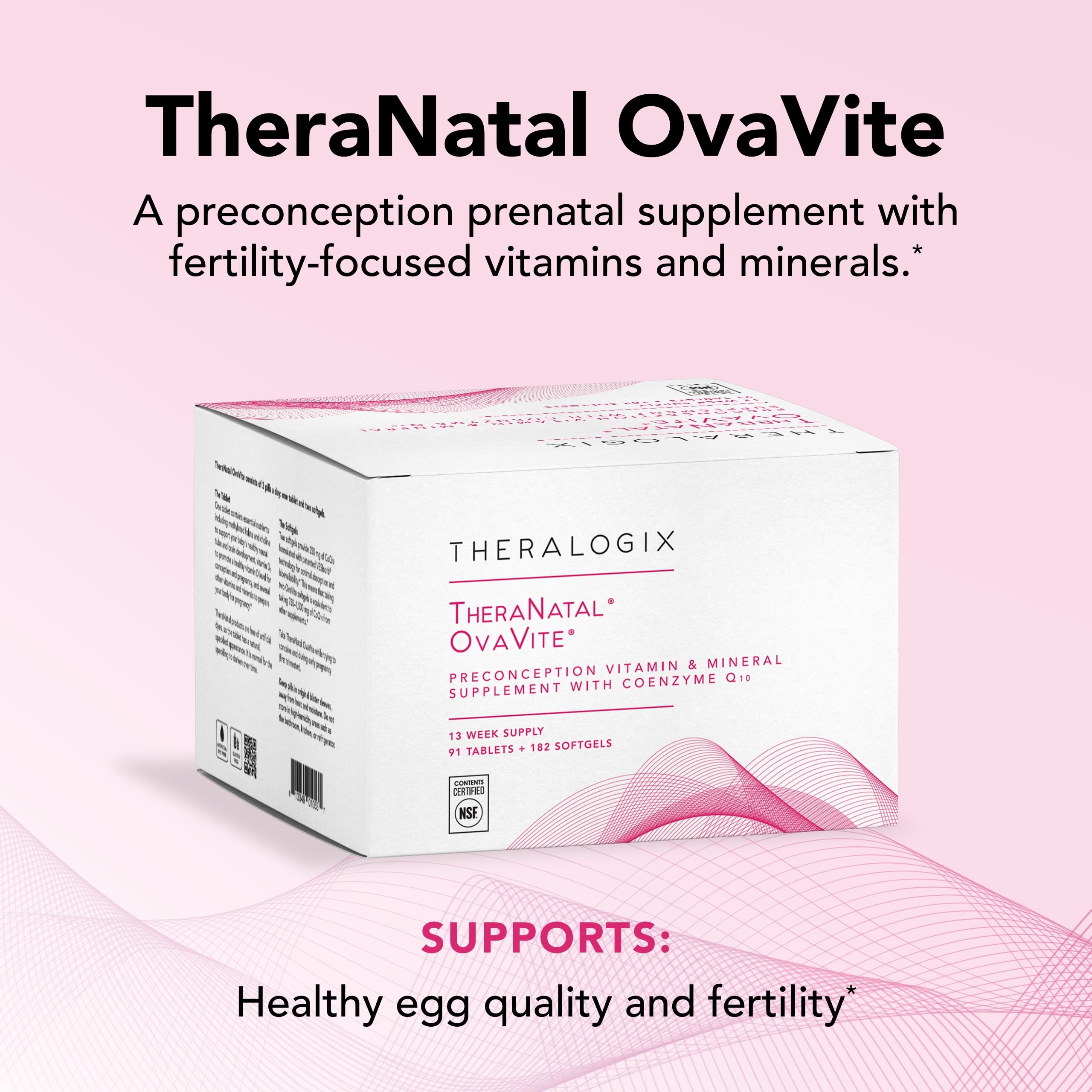 TheraNatal OvaVite label detail featuring methylated folate and essential nutrients